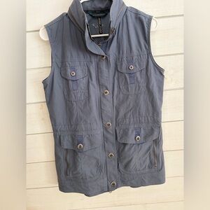 Kuhl reckon canvas full zip vest  Blue women’s small hiking pockets hood